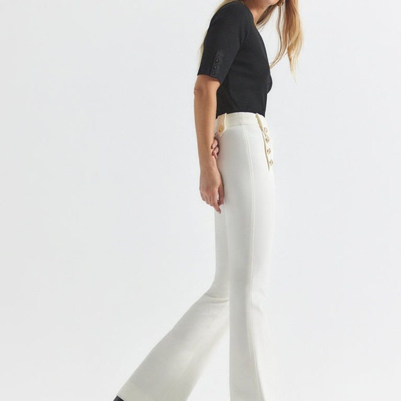 Derek Lamb Flare Leg Robertson Flare Leg Trouser SZ 10 NWT Soft White Cream - Picture 2 of 8